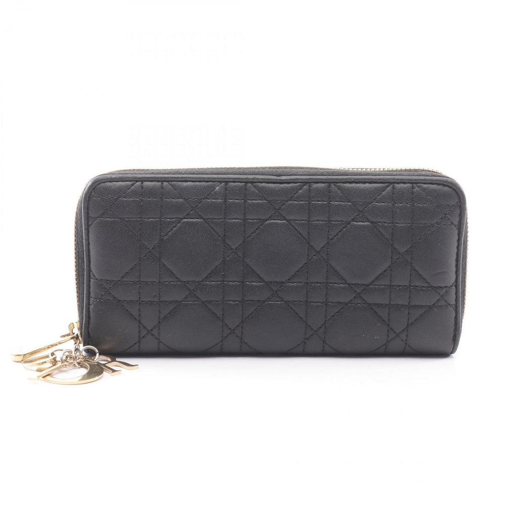Dior Round Wallet Lady Cannage Black Leather Handbag
