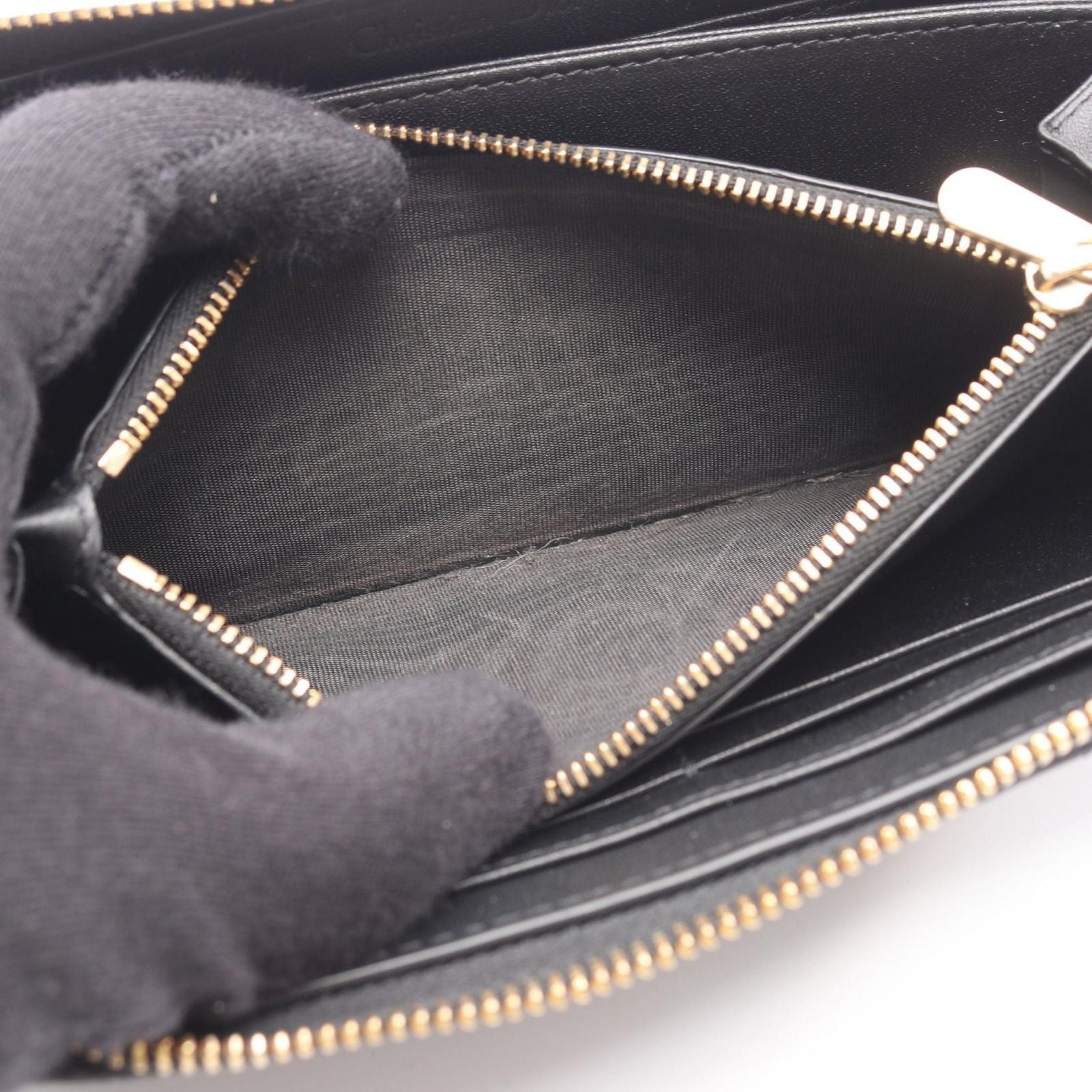Dior Round Wallet Lady Cannage Black Leather Handbag — view 4