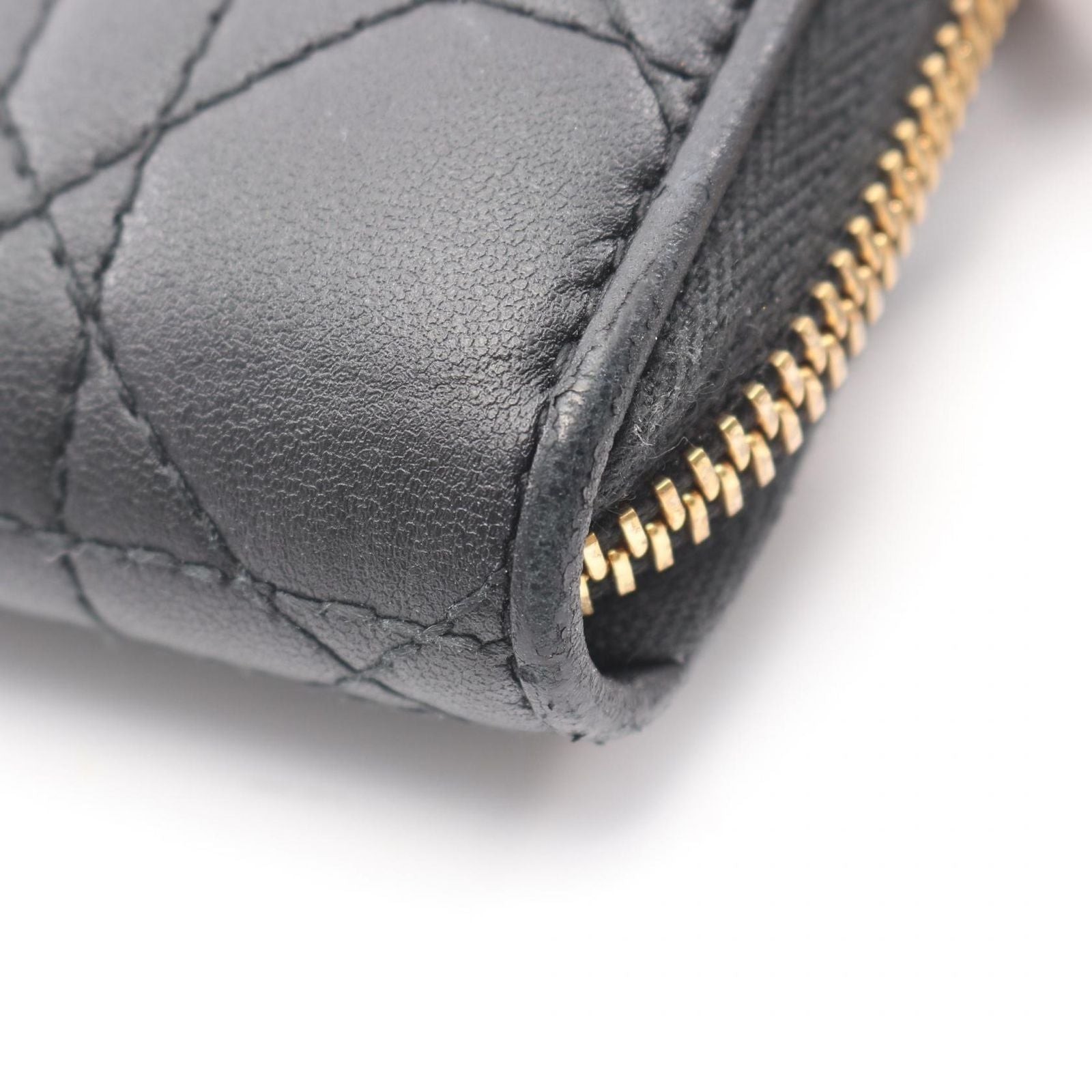 Dior Round Wallet Lady Cannage Black Leather Handbag — view 9
