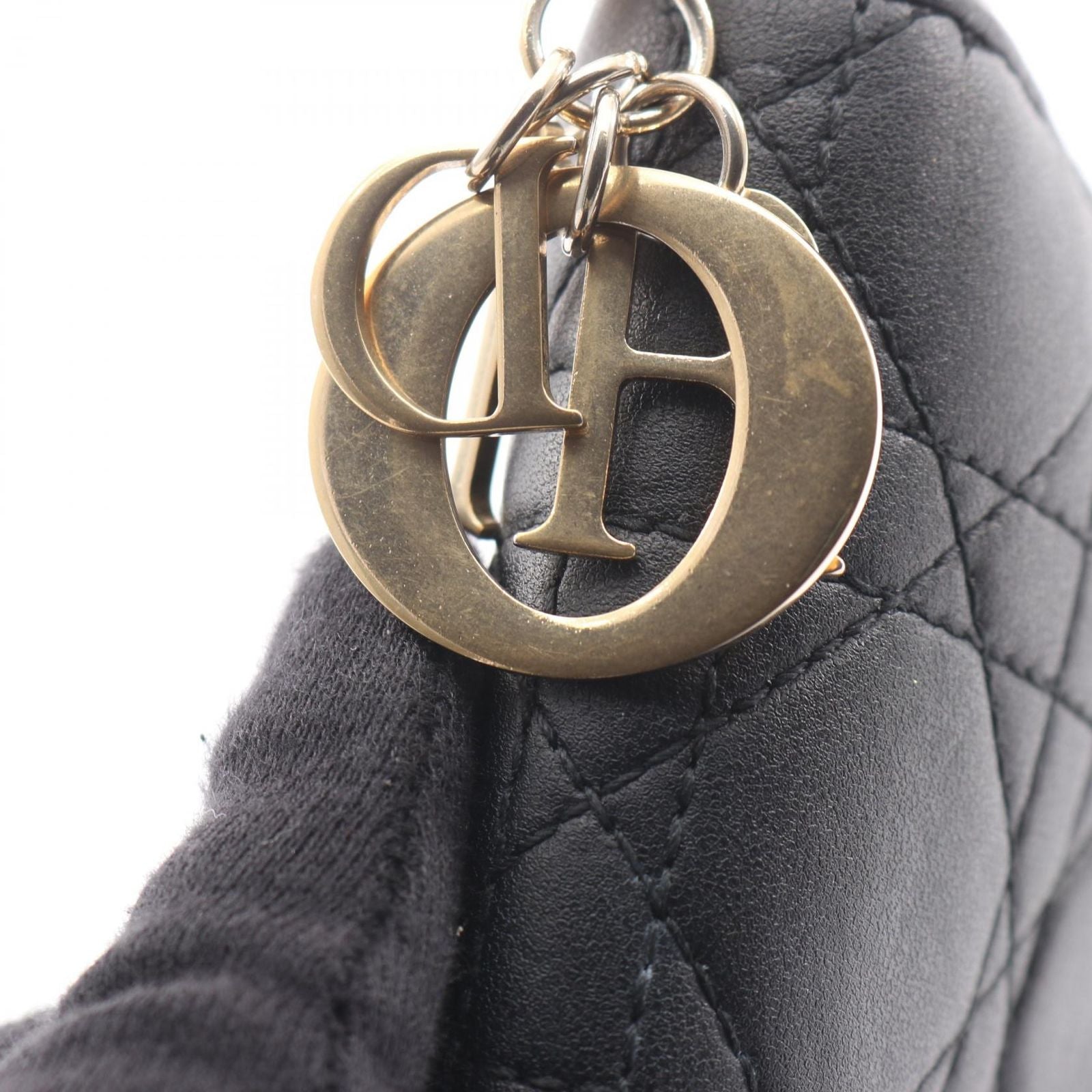 Dior Round Wallet Lady Cannage Black Leather Handbag — view 7