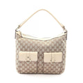 Gucci Shoulder Bag Beige Canvas Leather