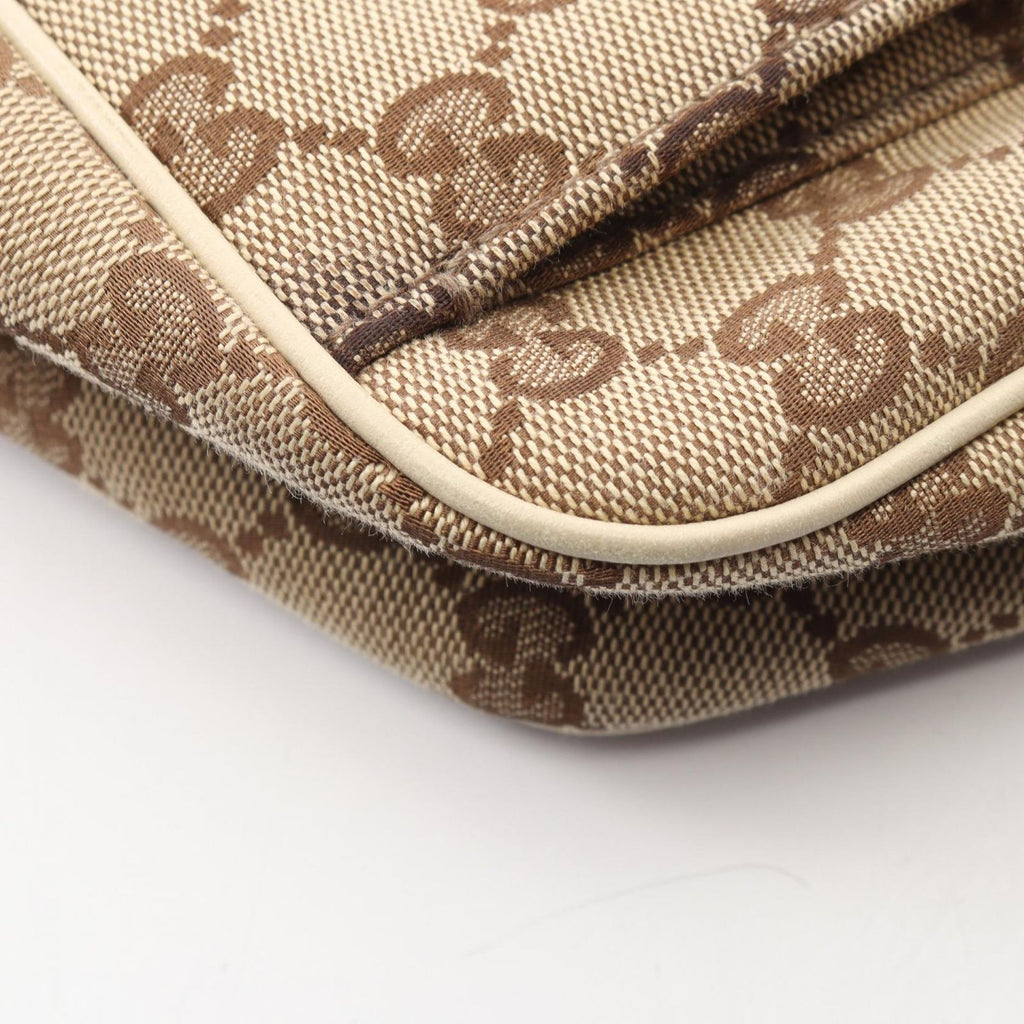 Gucci Shoulder Bag Beige Canvas Leather — view 6