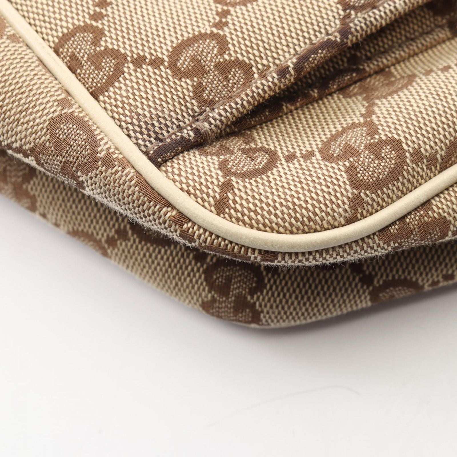 Gucci Shoulder Bag Beige Canvas Leather — view 6