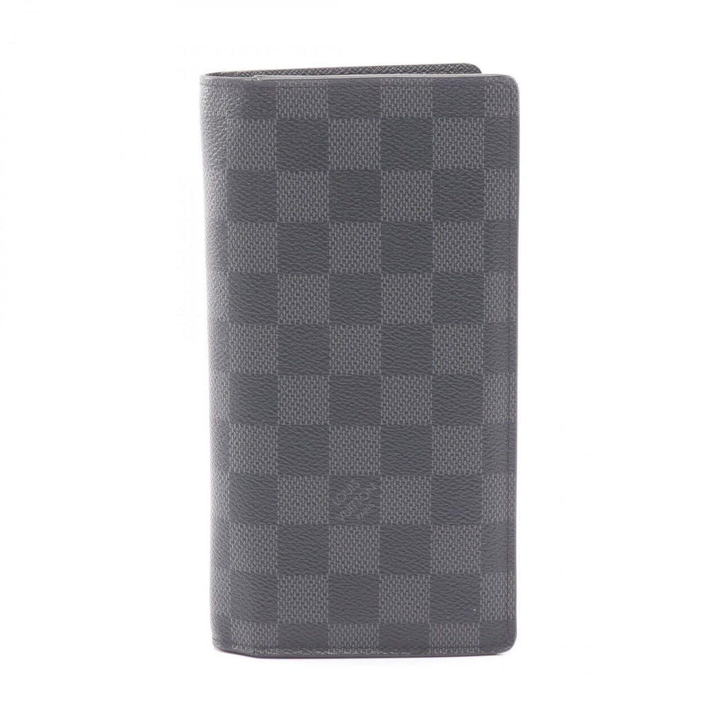 Louis Vuitton Bifold Wallet Portefeuille Brazza Damier Graphite Canvas Leather