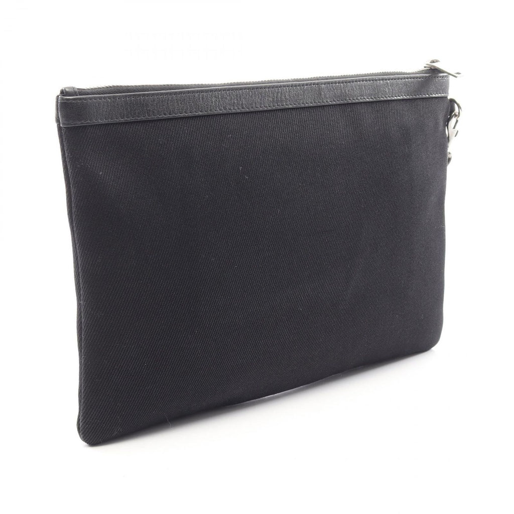 Saint Laurent Paris Clutch Rive Gauche Black White Canvas Leather — view 2