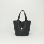 Hermes Picotin Lock MM Tote Taurillon Clemence Noir Black Gold MM 22