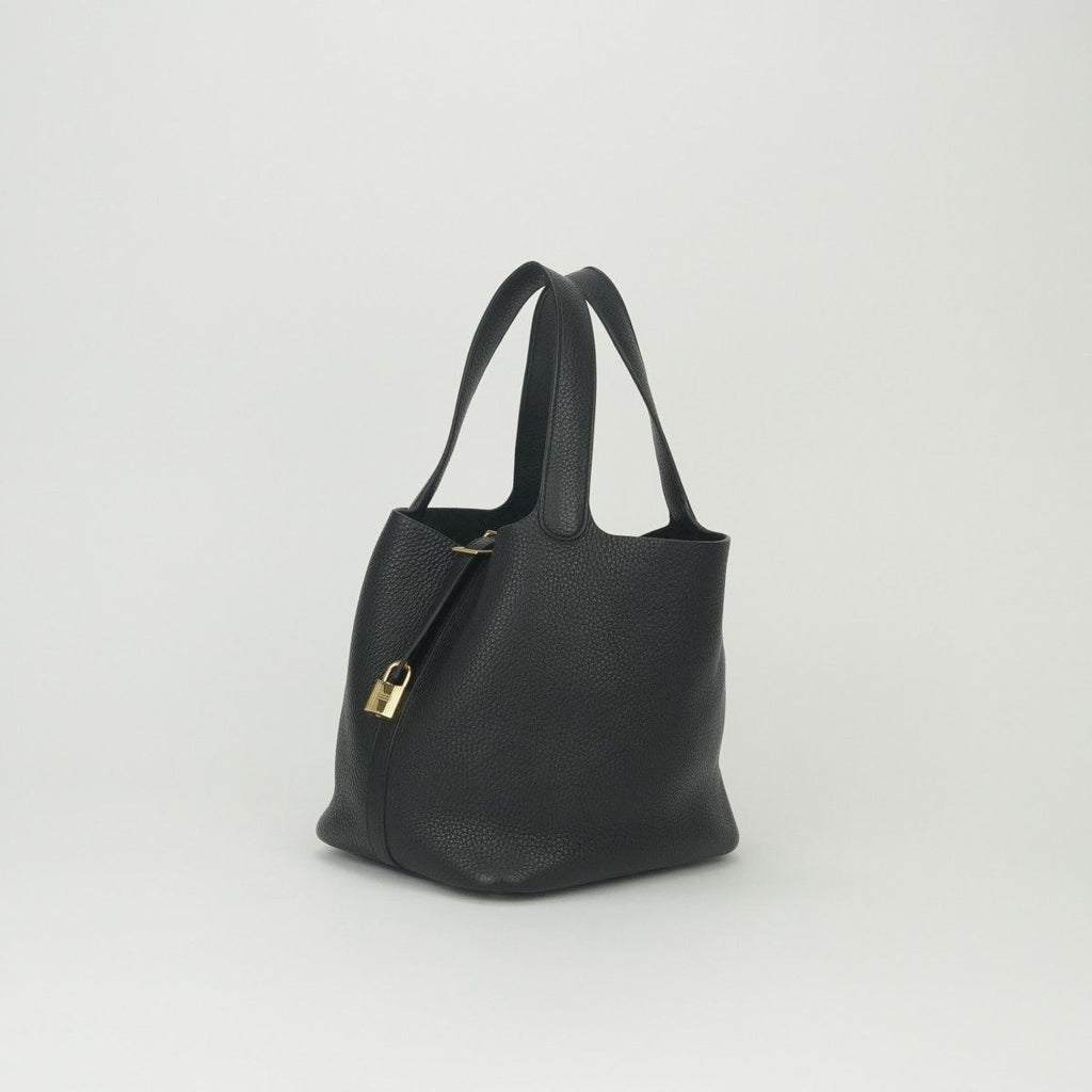 Hermes Picotin Lock MM Tote Taurillon Clemence Noir Black Gold MM 22 — view 2