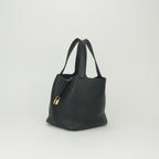Hermes Picotin Lock MM Tote Taurillon Clemence Noir Black Gold MM 22 — view 2