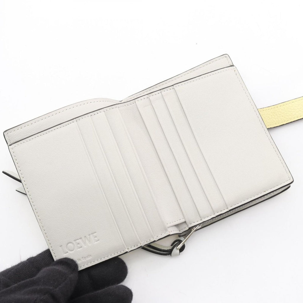 Loewe Bifold Wallet Light Yellow Leather Compact Zip — view 3