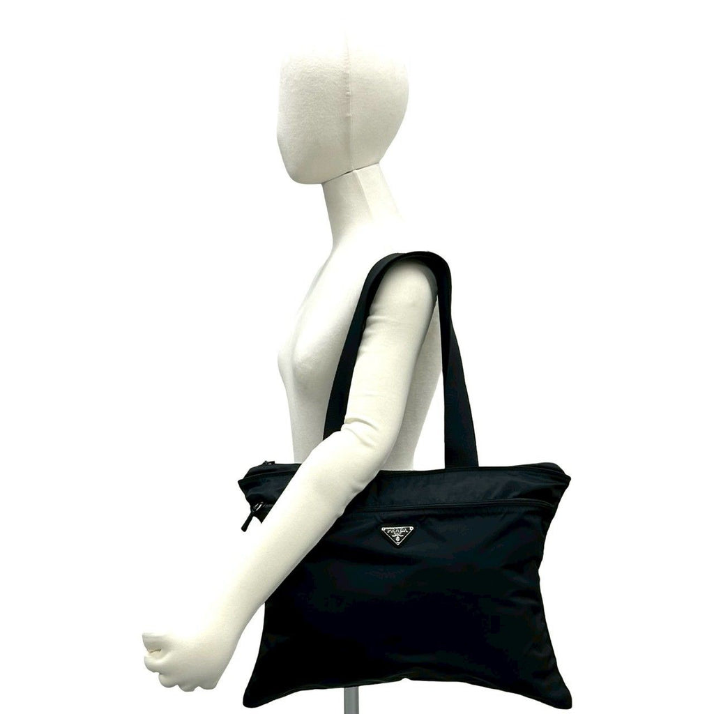 Prada Tessuto Nylon Tote Shoulder Bag Black — view 2