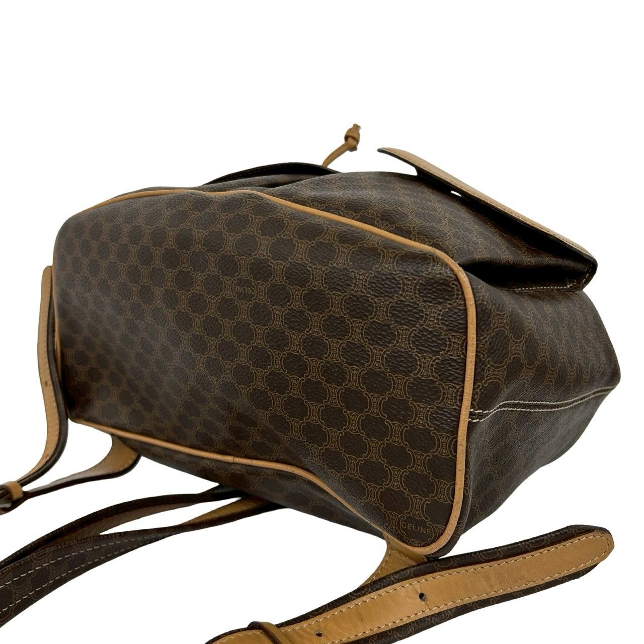 Celine Vintage Macadam Blason Triomphe Pattern Leather Backpack Brown — view 8