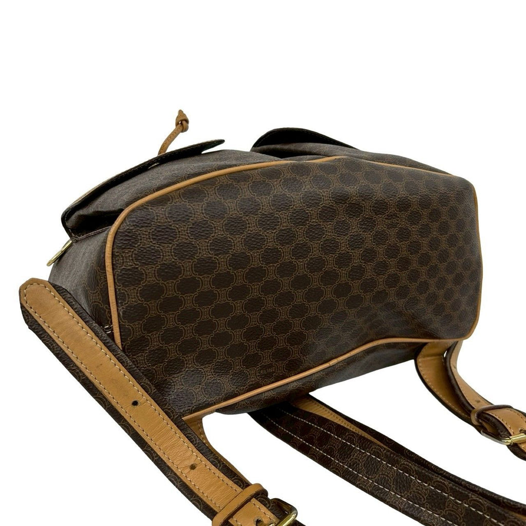 Celine Vintage Macadam Blason Triomphe Pattern Leather Backpack Brown — view 7