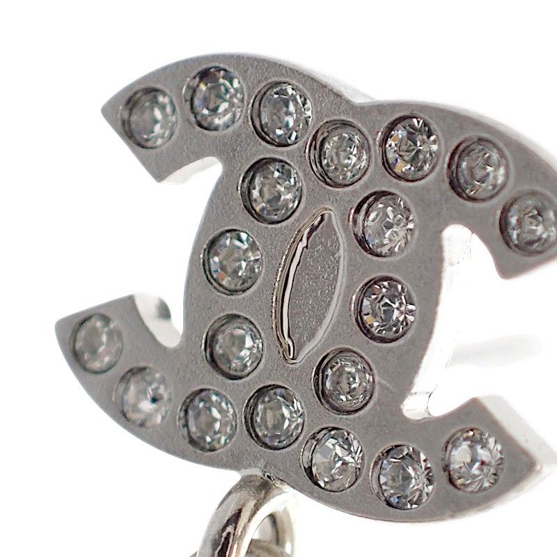 Chanel CC Logo Pearl Earrings Metal Faux Silver — view 6