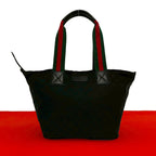 Gucci Sherry Line GG Canvas Nylon Tote Black Red Green