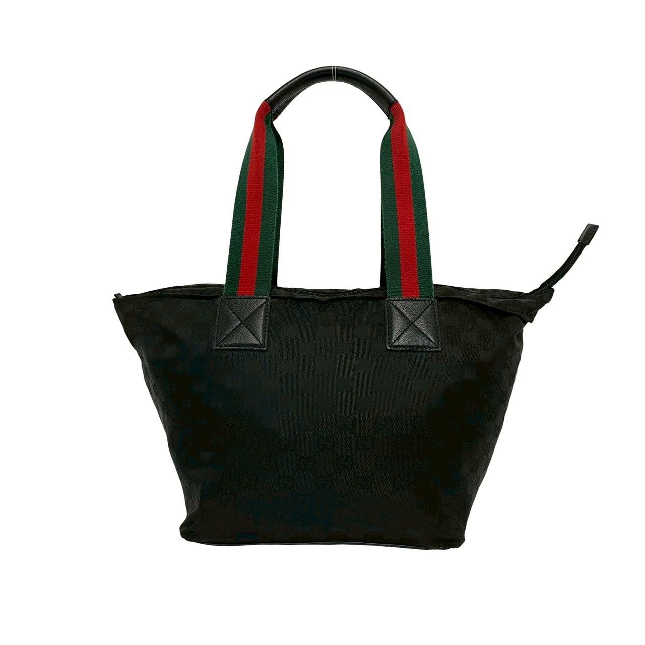Gucci Sherry Line GG Canvas Nylon Tote Black Red Green — view 3