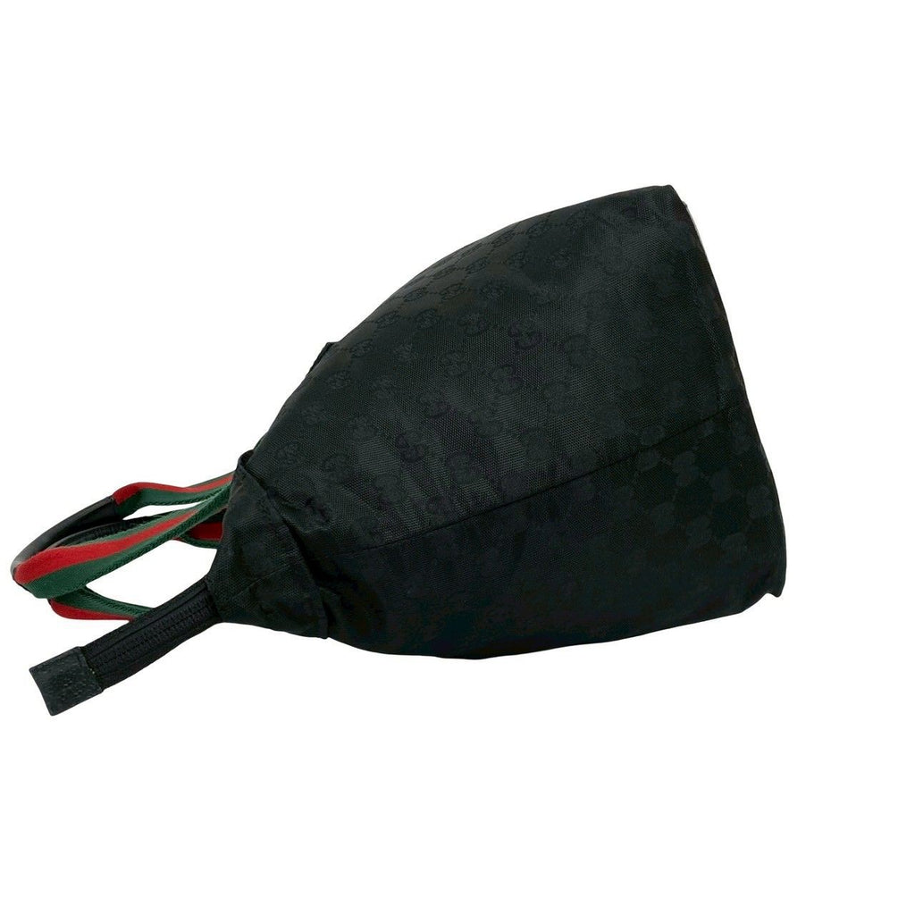 Gucci Sherry Line GG Canvas Nylon Tote Black Red Green — view 5