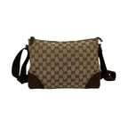 Gucci GG Canvas Leather Shoulder Bag Pochette Crossbody Cross Brown — view 3