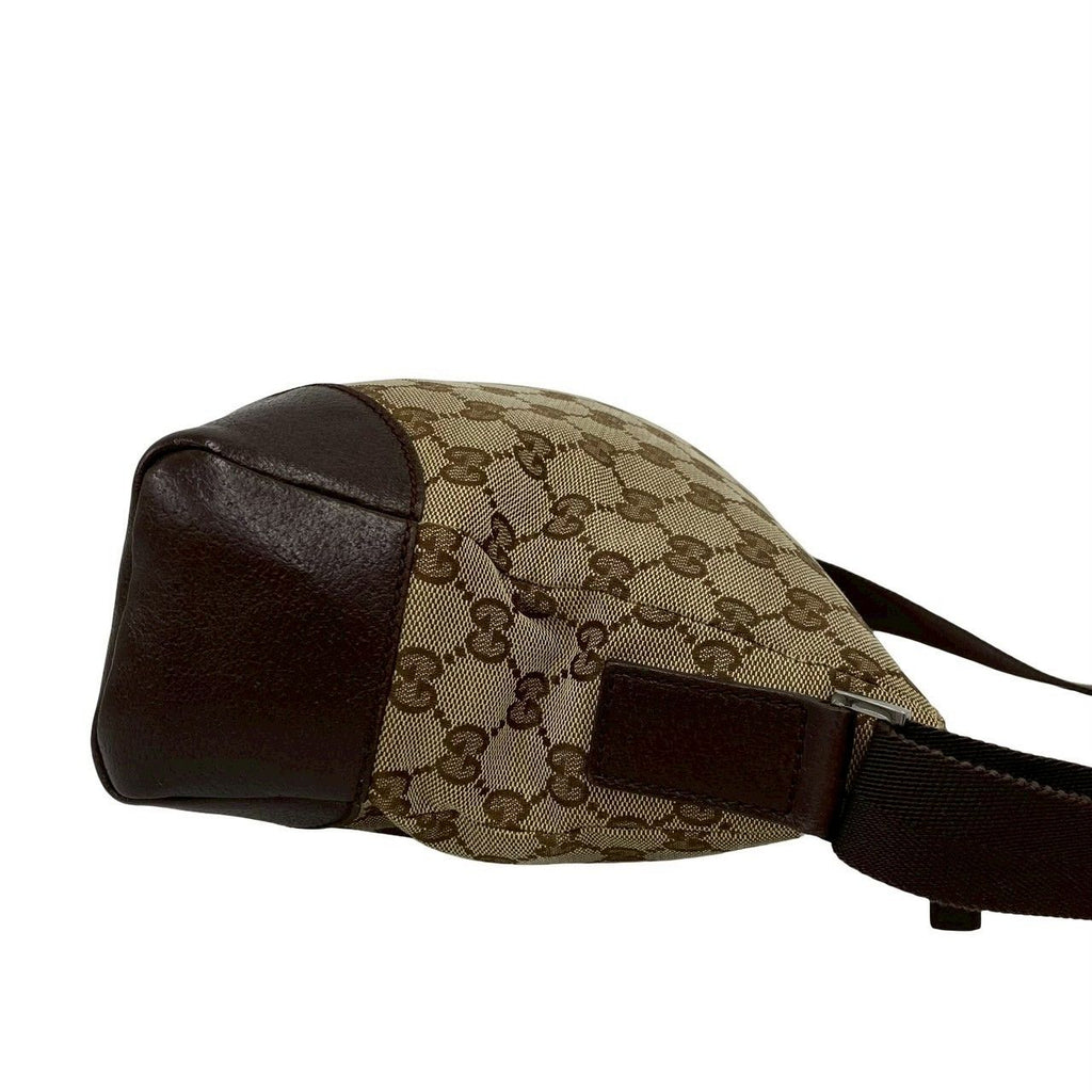 Gucci GG Canvas Leather Shoulder Bag Pochette Crossbody Cross Brown — view 6