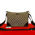 Gucci GG Canvas Leather Shoulder Bag Pochette Crossbody Cross Brown