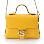 Gucci Interlocking Top Handle 2-Way Chain Shoulder Handbag Yellow