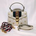 Gucci Sylvie Sherry Line Star White Handbag