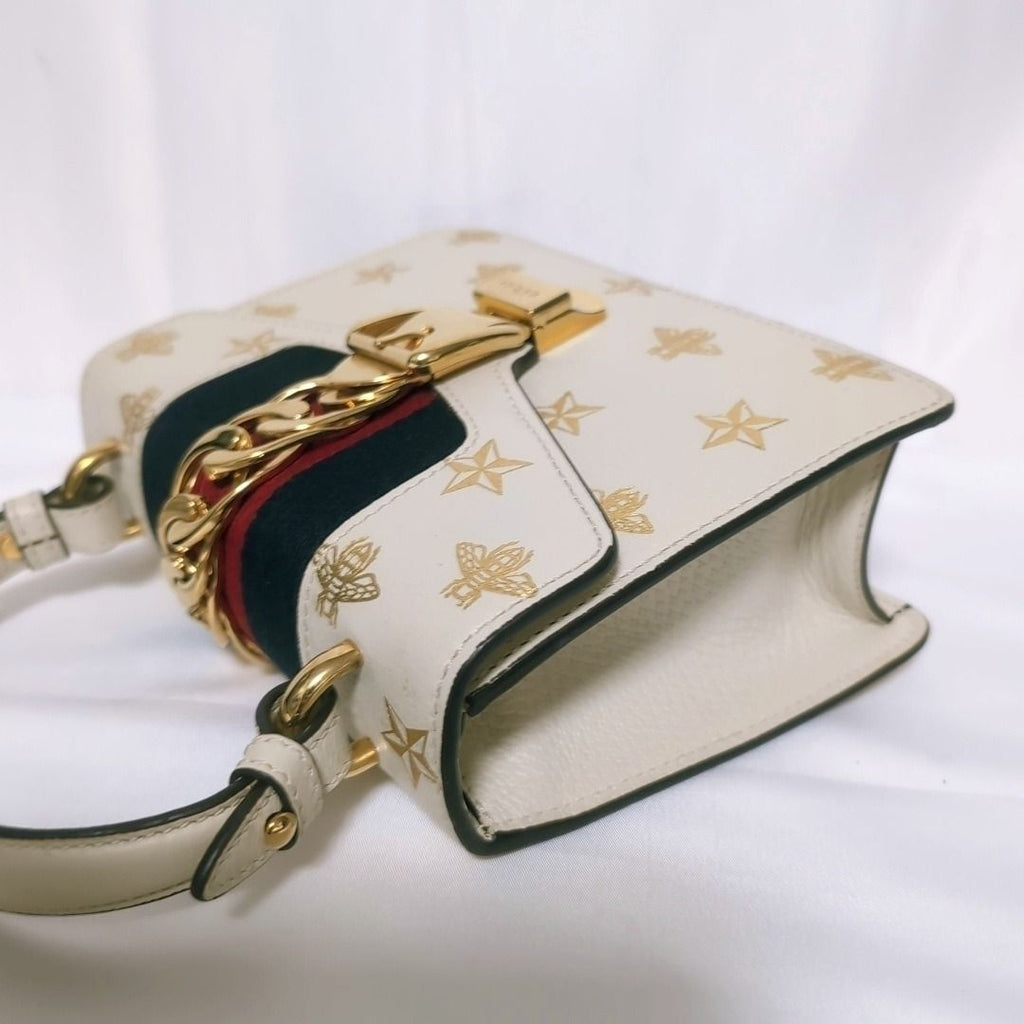 Gucci Sylvie Sherry Line Star White Handbag — view 3