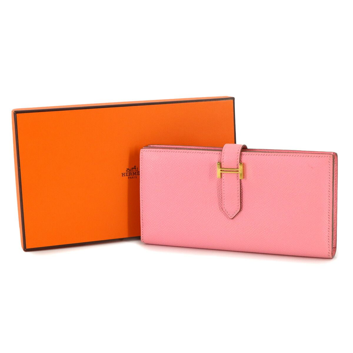 Hermes Bearn Souffle Bifold Wallet Epsom Rose Confetti Gold Soufflet — view 2