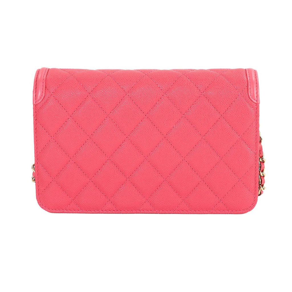 Chanel CC Filigree Chain Wallet Caviar Leather Pink Gold — view 3