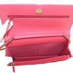 Chanel CC Filigree Chain Wallet Caviar Leather Pink Gold — view 7