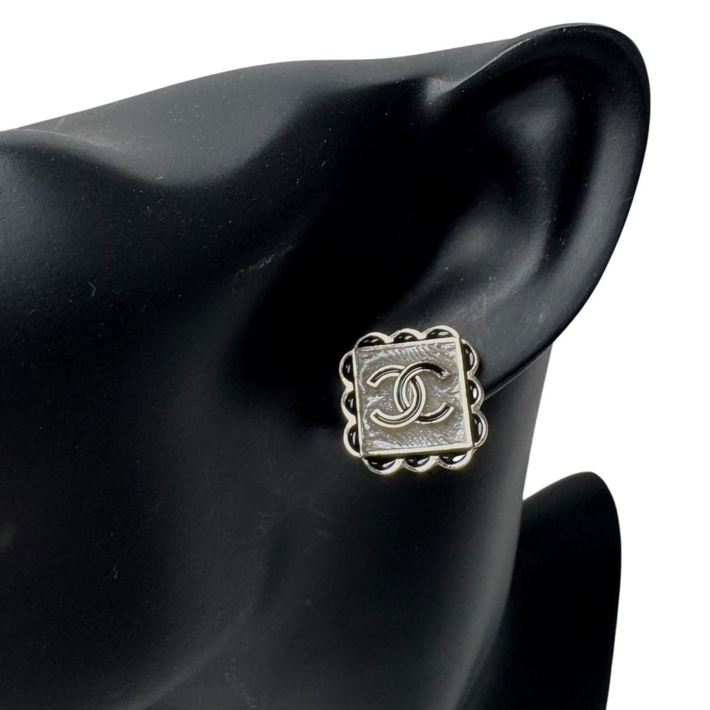 Chanel Square CC Logo Earrings — view 2