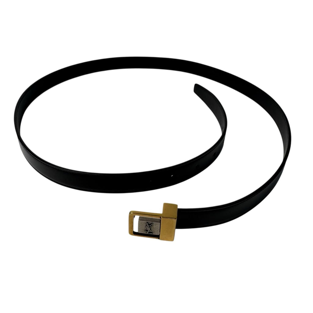 Saint Laurent YSL Yves Push Pin Buckle Belt 100 Shiny Leather — view 6