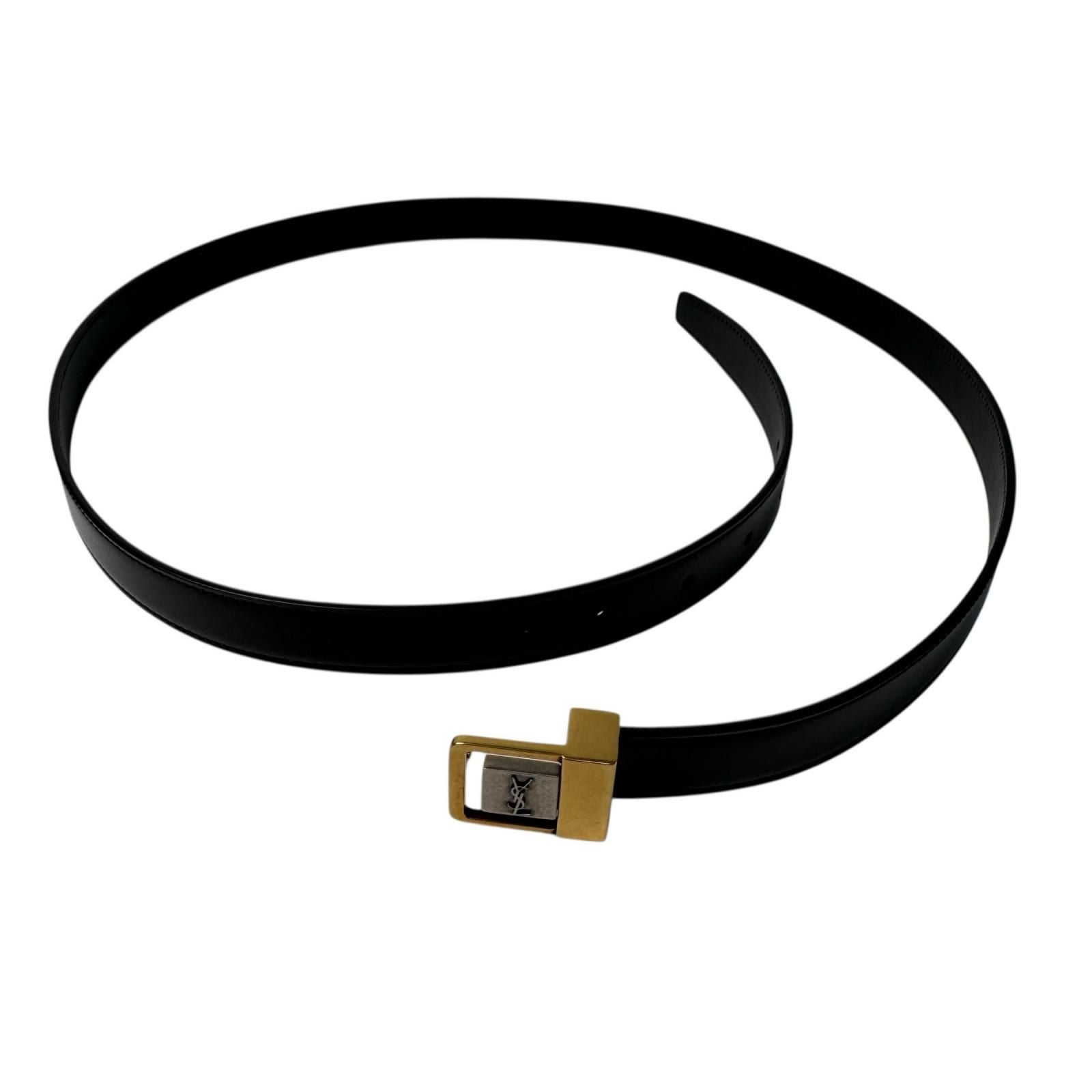 Saint Laurent YSL Yves Push Pin Buckle Belt 100 Shiny Leather — view 6