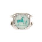 Hermes Corozo Horse Ring Metal Shell Silver Green 53 Ab