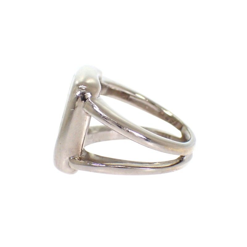 Hermes Corozo Horse Ring Metal Shell Silver Green 53 Ab