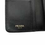 Prada Bifold Wallet Compact Leather Ribbon Motif Black YM — view 7