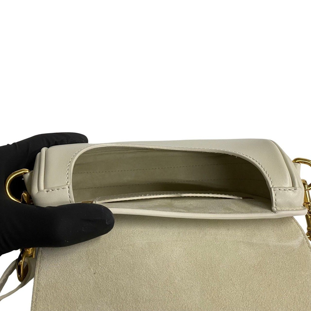 Dior Bobbi Small CD Logo Box Calf Leather Shoulder Bag White — view 8