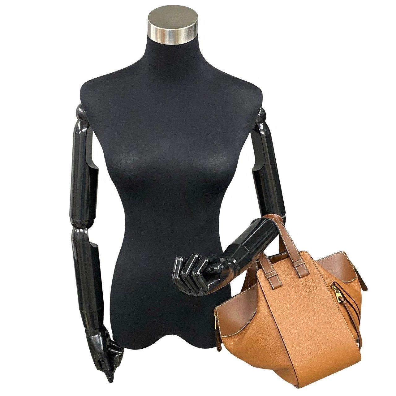 Loewe Hammock Small Anagram Logo Leather Shoulder Bag Brown — view 3