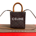 Celine Vertical Cover Mini Leather 2-Way Mini Tote Shoulder Bag Brown