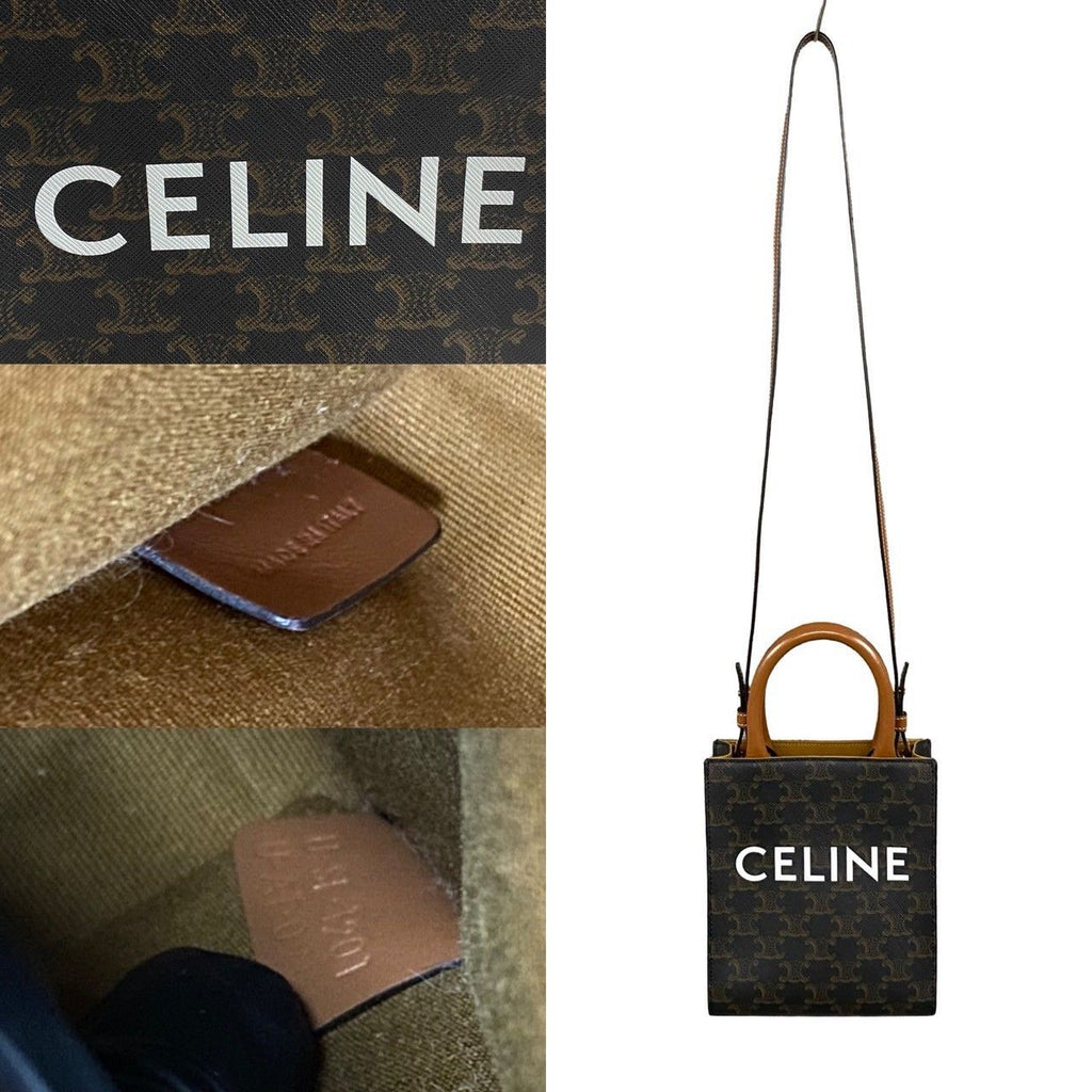 Celine Vertical Cover Mini Leather 2-Way Mini Tote Shoulder Bag Brown — view 3