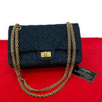 Chanel Card with 2.55 Quilted Double Flap Denim Chain Shoulder Bag Blue