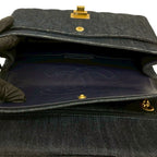 Chanel Card with 2.55 Quilted Double Flap Denim Chain Shoulder Bag Blue — view 9