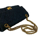 Chanel Card with 2.55 Quilted Double Flap Denim Chain Shoulder Bag Blue — view 4