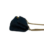 Chanel Card with 2.55 Quilted Double Flap Denim Chain Shoulder Bag Blue — view 6