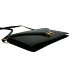 Hermes Vintage Lydie Box Calf Leather Shoulder Bag Pochette Black — view 7