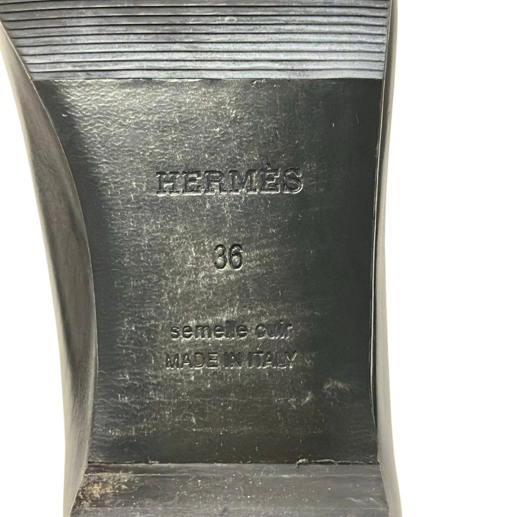 Hermes Flat Shoes 36 Black Embossed Exlibris Leather — view 6