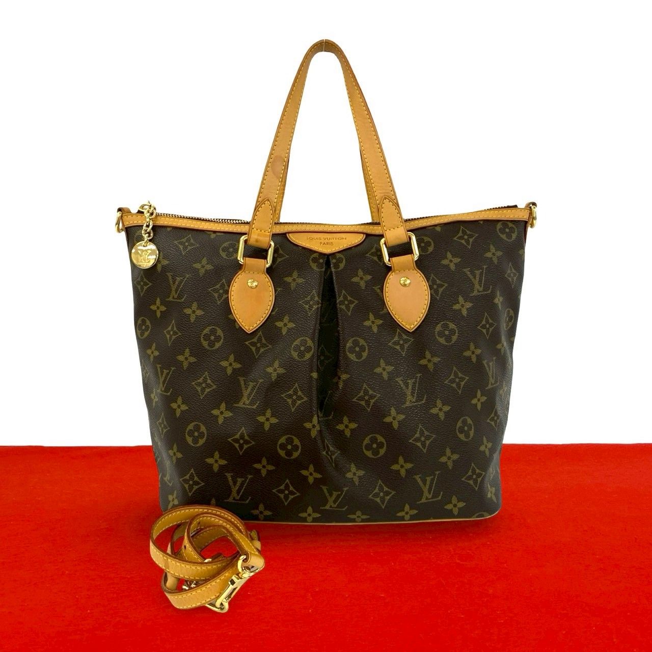 Louis Vuitton Palermo PM Monogram Leather 2-Way Shoulder Bag Tote Brown