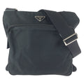 Prada Tessuto Black Silver Nylon Shoulder Bag