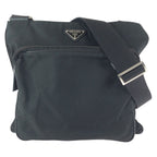 Prada Tessuto Black Silver Nylon Shoulder Bag