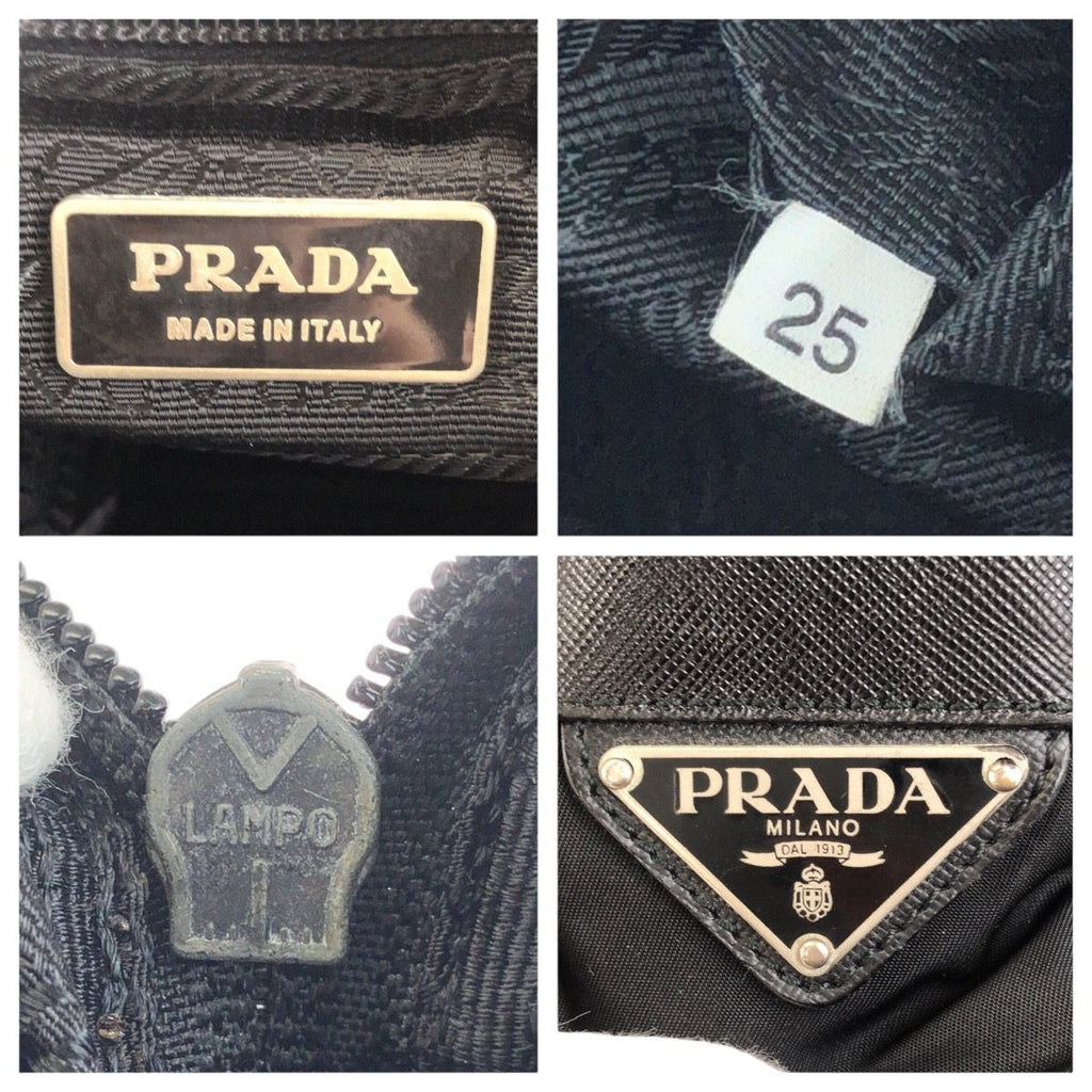 Prada Tessuto Black Silver Nylon Shoulder Bag — view 4