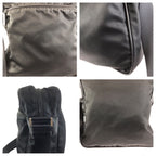 Prada Tessuto Black Silver Nylon Shoulder Bag — view 5